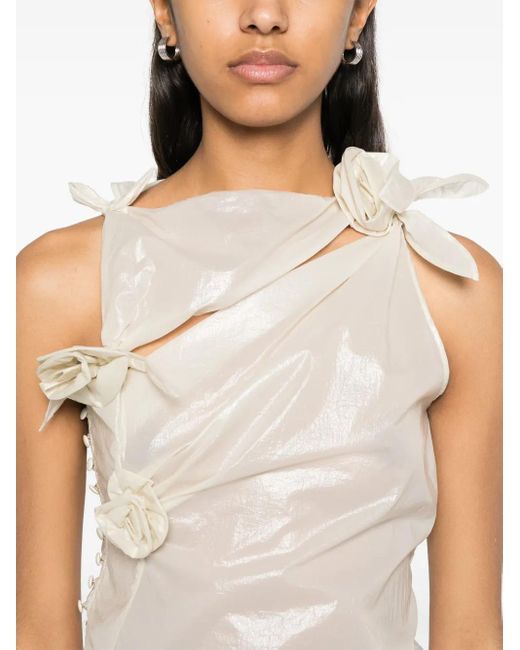 Abito Da Sera Con Applicazione A Fiori di Coperni in White