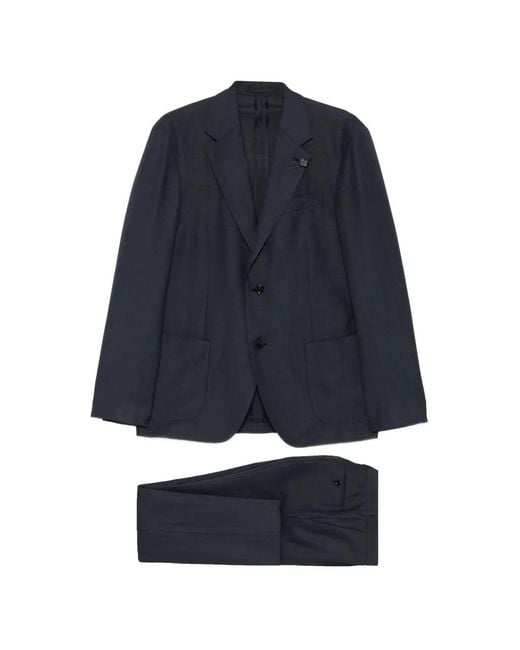 Lardini Blue Flower-Pin Single-Breasted Suit for men