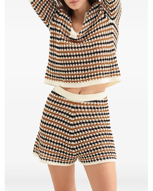 Eres White Disco Striped Crochet Shorts