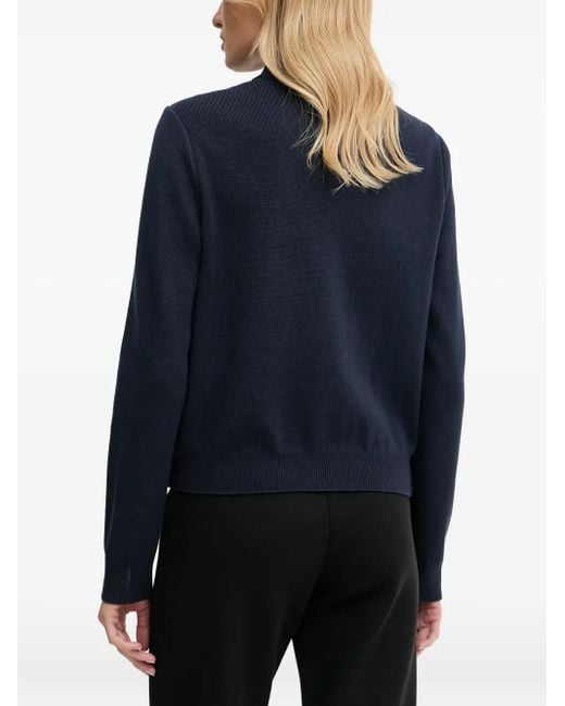 Boss Blue Quilted Knitted-Panel Bomber Jacket