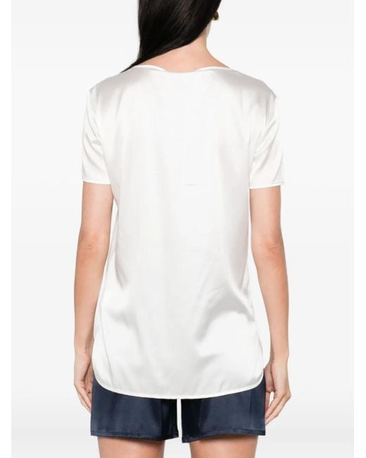 Max Mara White Short-Sleeve Satin Top