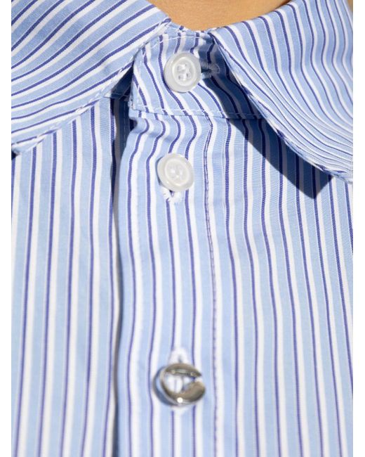 Coperni Blue Striped Cropped Shirt