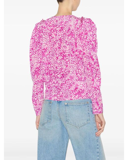 Isabel Marant Pink Zarga Abstract-Print Bluse