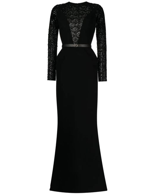 Saiid Kobeisy Black Bead Embellishment Long Dress