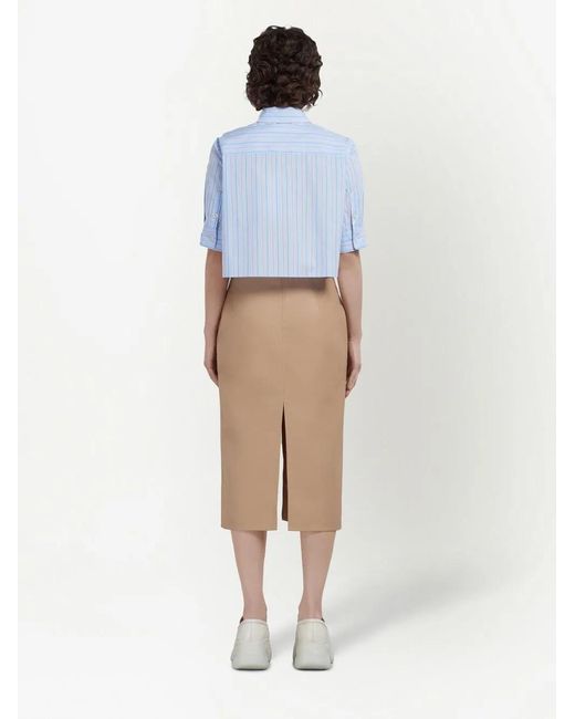 Marni Natural Slit High-Waist Midi Skirt