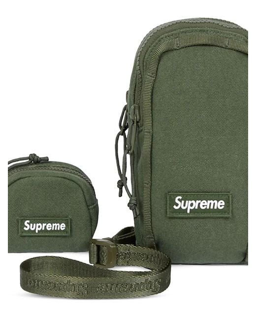 Supreme Green Logo-Patch Messenger Bag for men