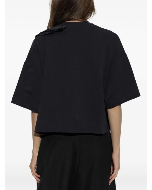 Max Mara Blue Ruffled Floral-Appliqué T-Shirt