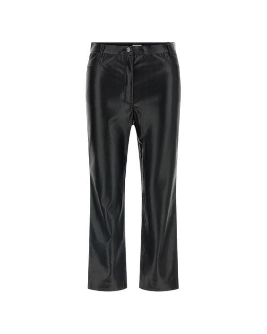 ANDAMANE Black Axelle Leather-Effect Cropped Trousers