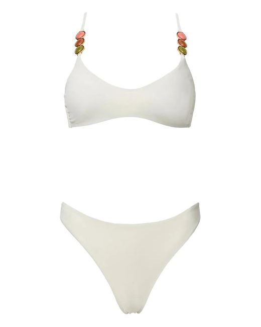 SOFIA ERHAN White Giselle Beaded Bikini