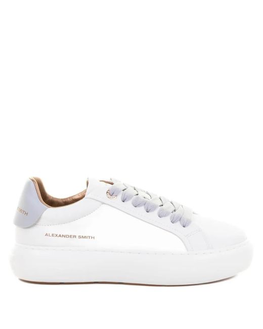 Alexander Smith White Platform-Sole Leather Sneakers