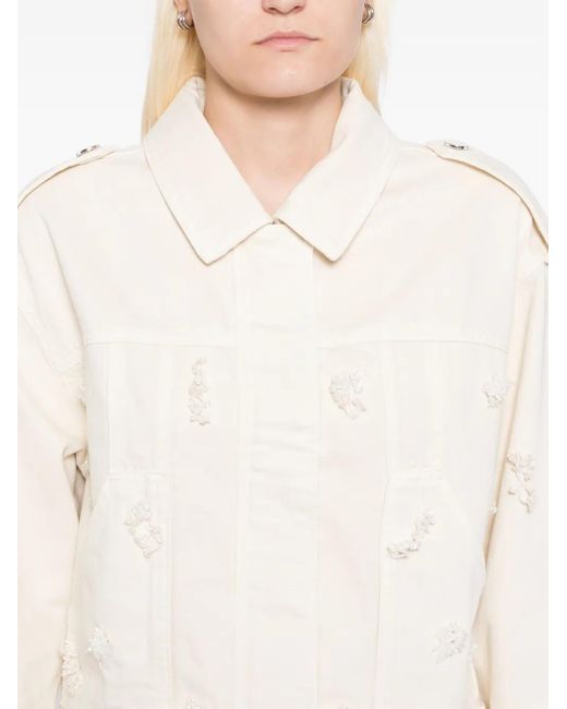 Self-Portrait White Beaded Floral Jacket