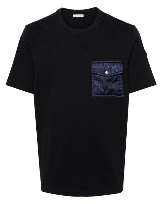 Moncler Black Jacquard-logo Cotton T-shirt for men