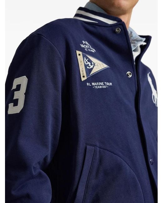 Polo Ralph Lauren Blue Big Pony Fleece Baseball Jacket for men