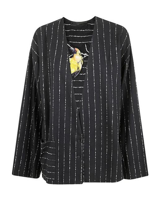 Maria Calderara Black Striped Pocket Jacket