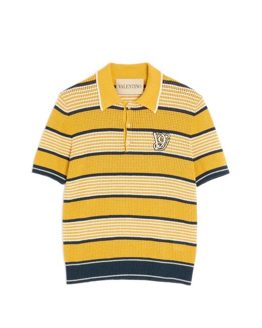 Valentino Garavani Yellow Vg-Patch Polo Shirt for men
