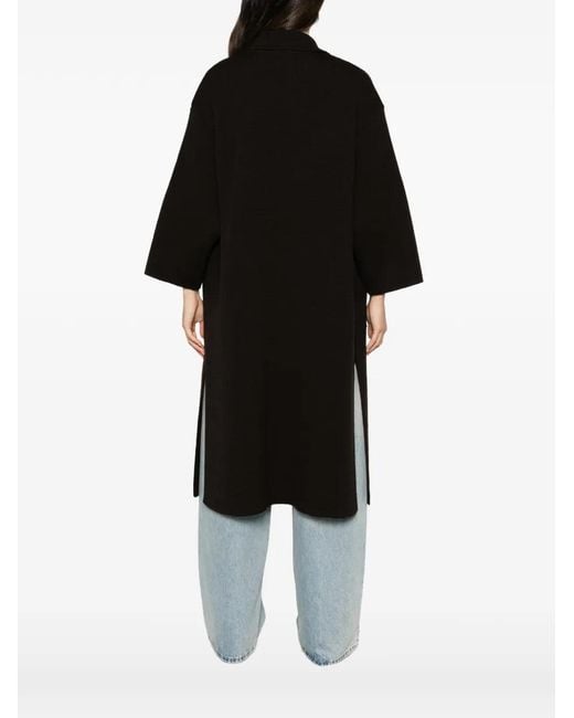 Ma'ry'ya Black Buttoned-Collar Coat