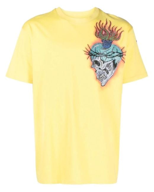 Philipp Plein Yellow Tattoo-Print Detail T-Shirt for men