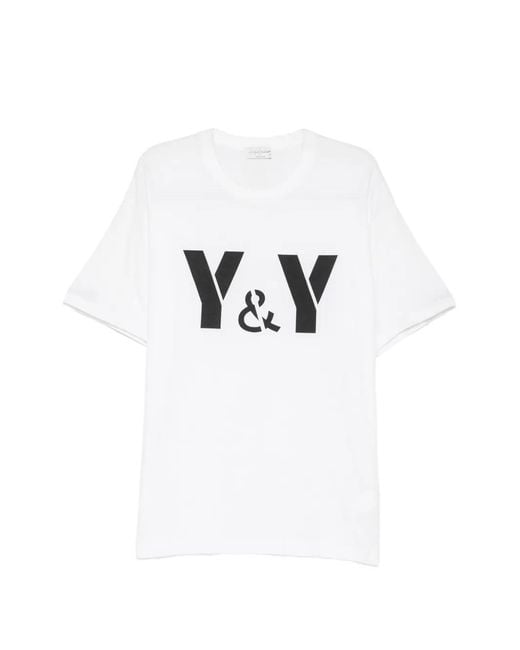 Yohji Yamamoto White Cotton Graphic T-Shirt for men