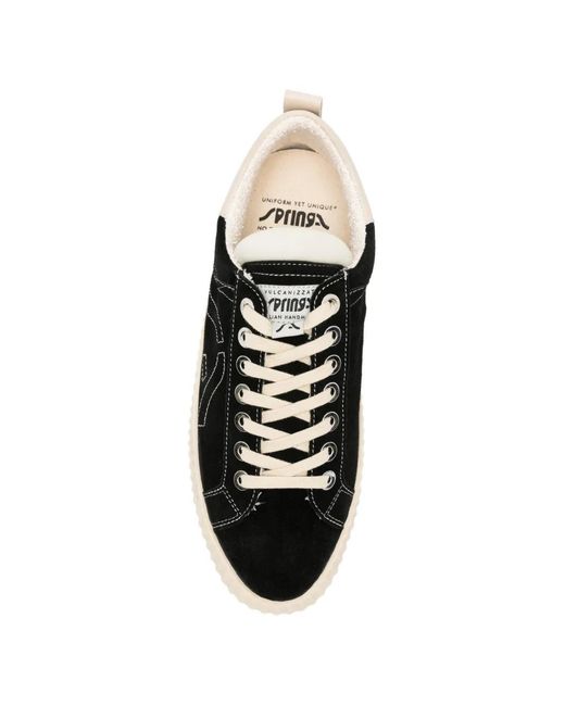 Springa Black Wavy Logo-Appliqué Sneakers for men