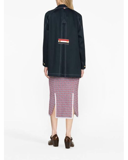 Thom Browne Blue Rwb-Stripe Cropped Car Coat