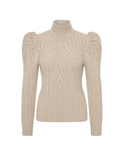 Rebecca Vallance White Puffed-Sleeve Knitted Jumper