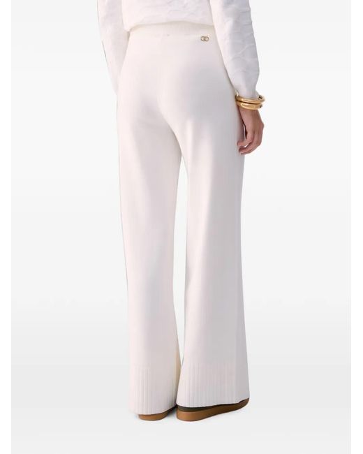 Liu Jo White Knit Trousers With Drawstrings