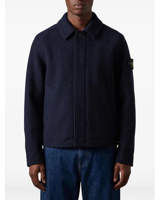 Stone Island Blue Logo-Patch Jacket for men