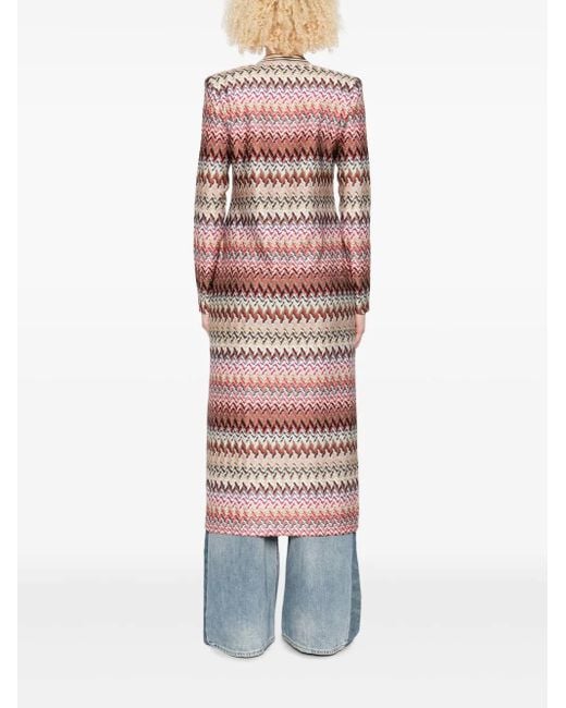 Missoni White Zigzag-Pattern Cardi-Coat