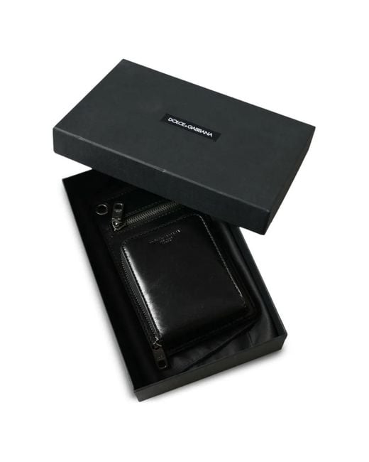 Dolce & Gabbana Black Eyelet-Detail Leather Wallet for men