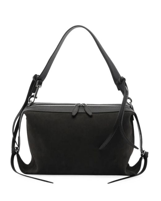 Yuzefi Black Bento Suede Shoulder Bag