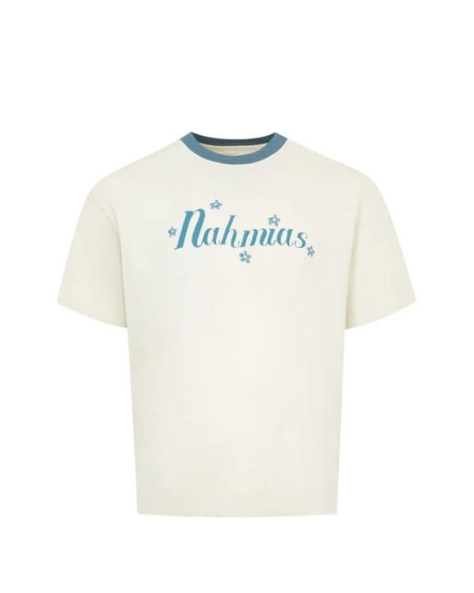 NAHMIAS White Blossom Ringer T-Shirt for men