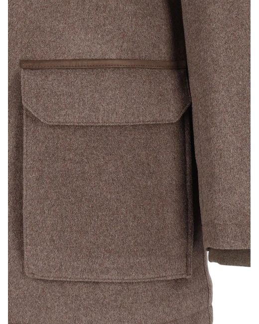 Corneliani Brown High-Neck Single-Breasted Coat for men