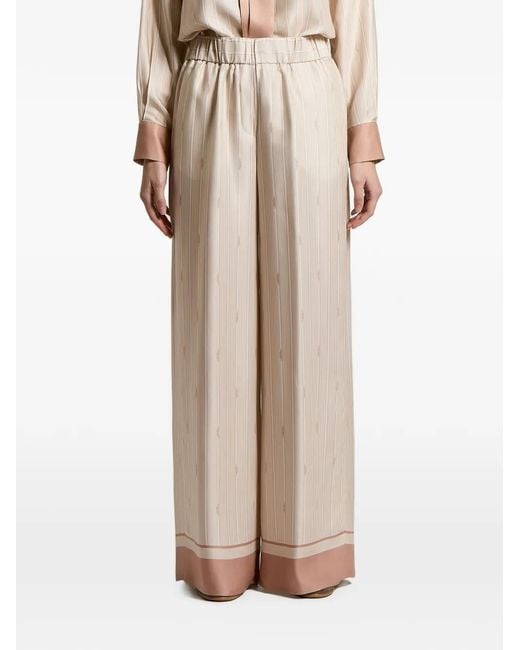 Peserico Natural Striped Palazzo Pants