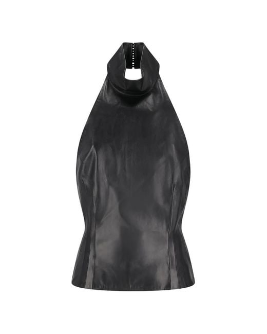 Magda Butrym Black Halterneck Leather Blouse