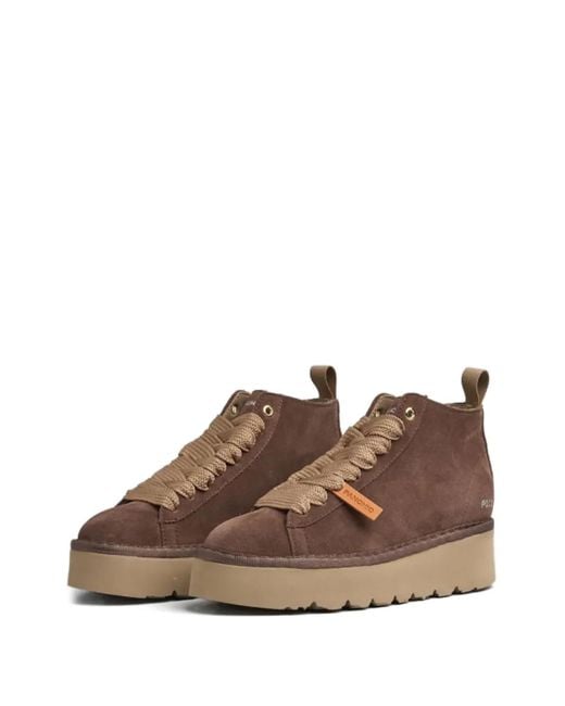 Pànchic Brown Lace-Up Platform Boots