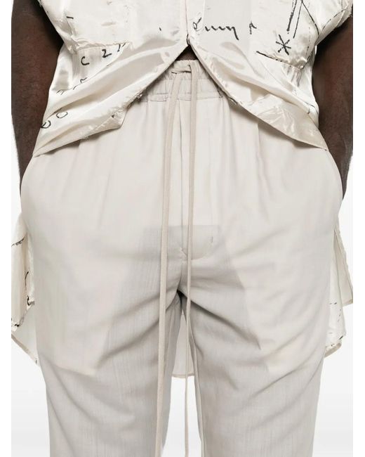 Rick Owens White Drawstring Trousers for men