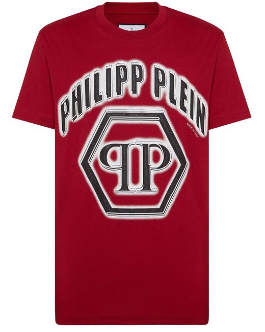 Philipp Plein Red Logo-print Cotton T-shirt for men
