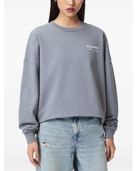 AllSaints Gray Logo-Print Oversized Sweatshirt