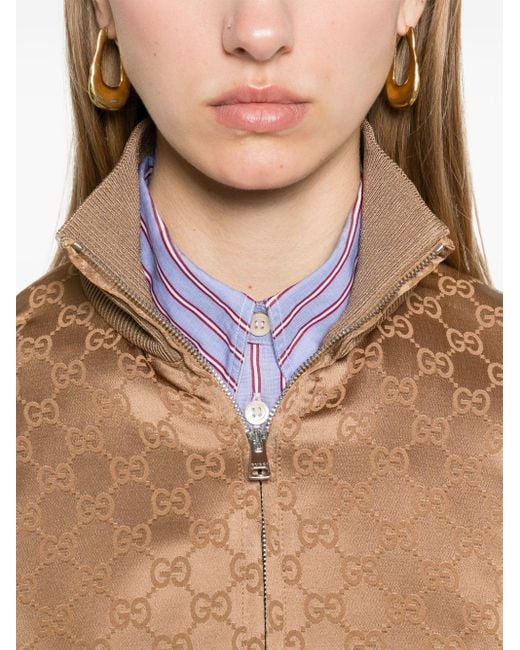 Gucci Natural GG Jacquard Zip-Up Jacket