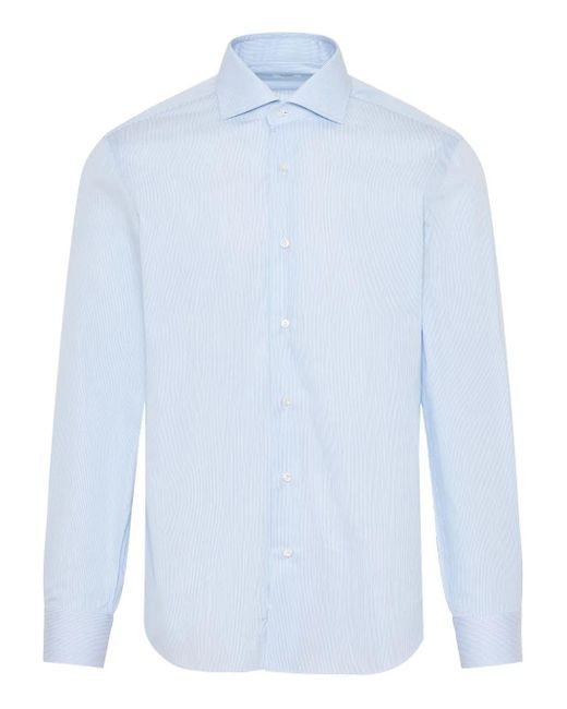 Barba Napoli Blue Micro-Stripe Shirt for men