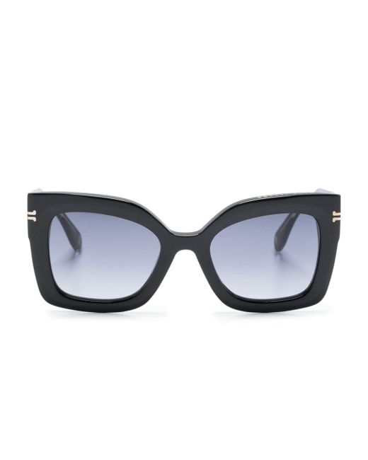 Marc Jacobs Blue Engraved-logo Square-frame Sunglasses