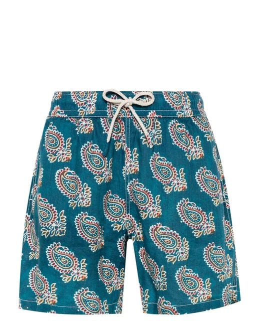 Mc2 Saint Barth Blue Gustavia Linen Swim Shorts for men