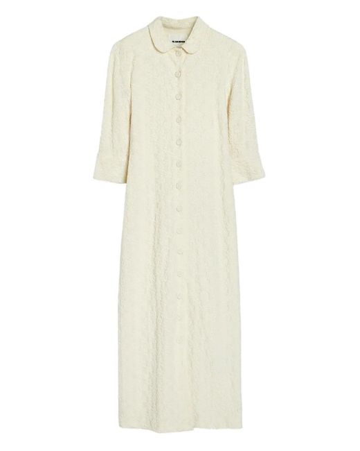 Jil Sander White Floral-Embellished Maxi Dress