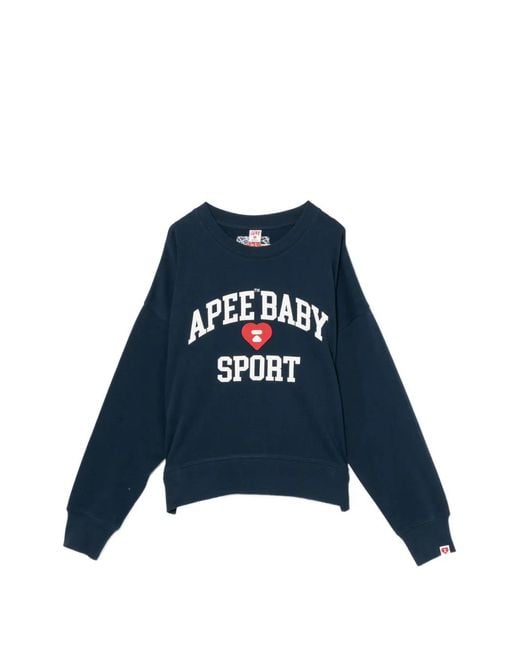 AAPE BY A BATHING AP Blue Logo-Embroidered Sweatshirt