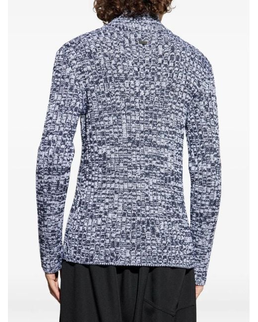 Tod's Blue Half-Zip Textured Wool Sweater for men