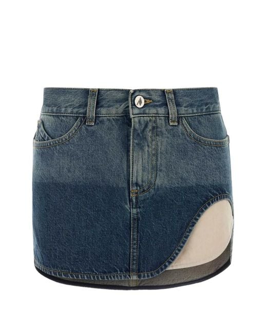 The Attico Blue Cut-Out Denim Skirt