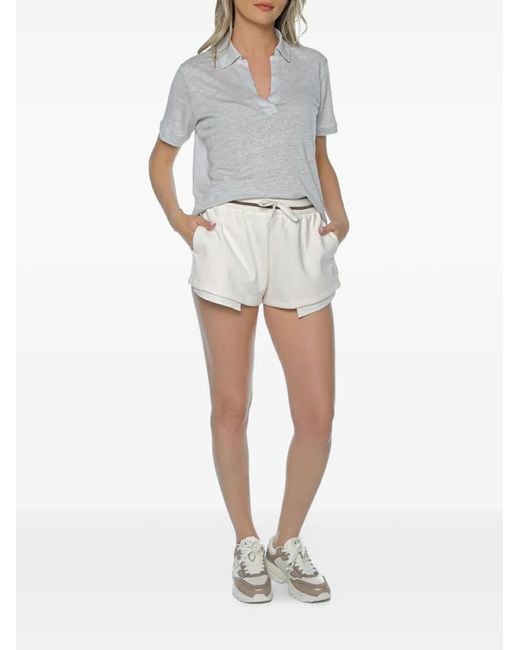 ARMANI EXCHANGE White Layered-Effect Drawstring Mini Shorts