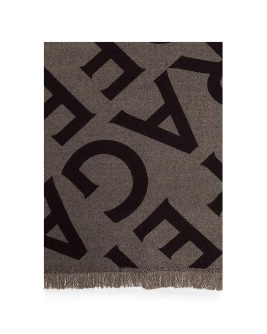 Ferragamo Black Monogram-Print Fringed-Edge Scarf for men