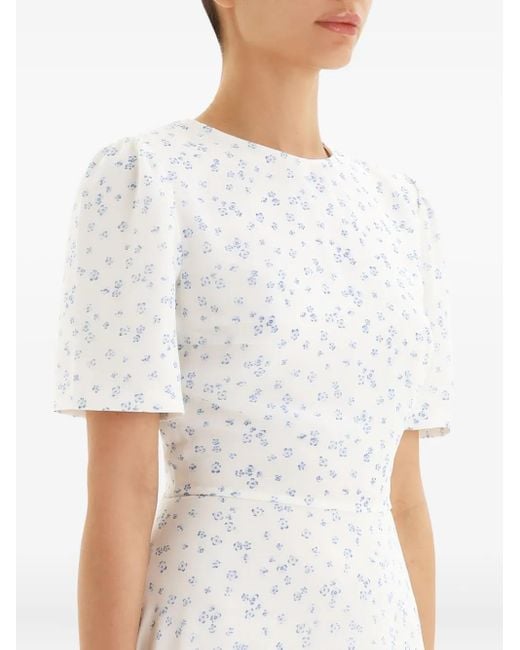 POST MERIDIEM White Short-Sleeve Floral Midi Dress