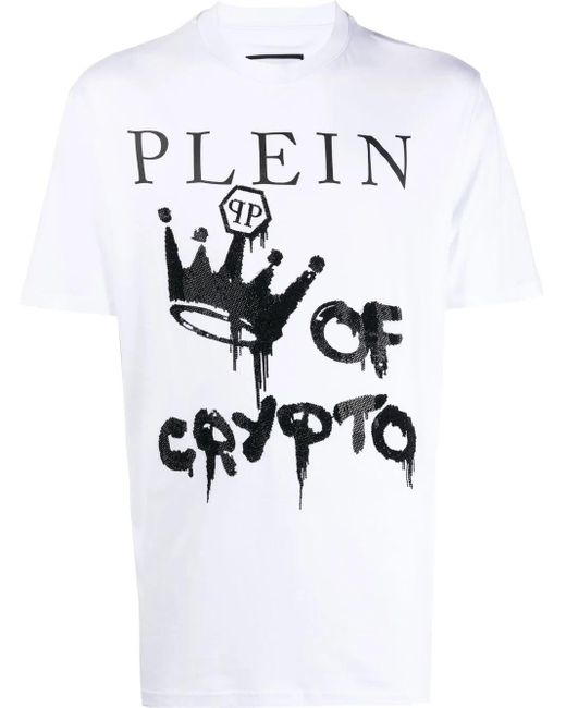 Philipp Plein White Graphic-Print Short-Sleeve T-Shirt for men